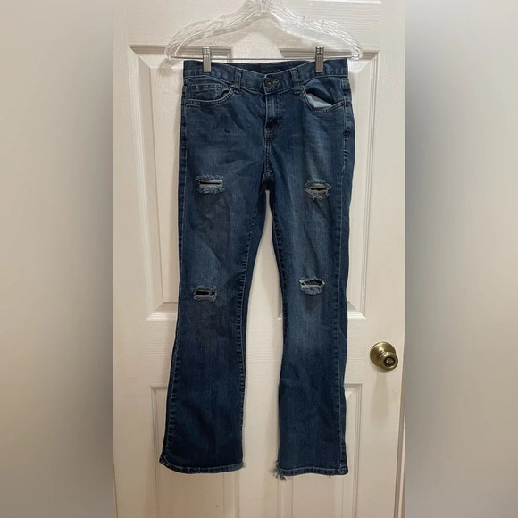 Calvin Klein Womens Flare Fit Distressed Jeans Size 27 - Picture 1 of 13
